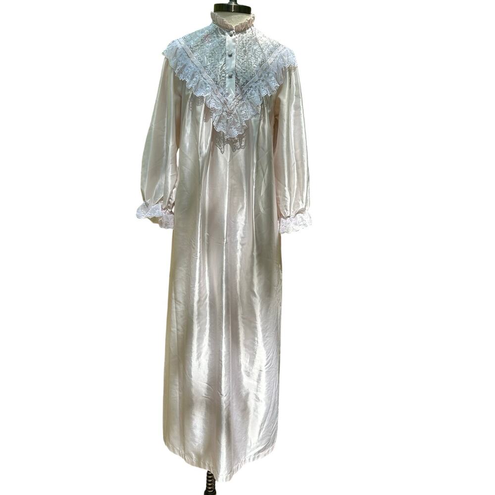 Vintage Ilise Steven’s Lined Nightgown Lace Slip Dres Size Sm-Med Womens